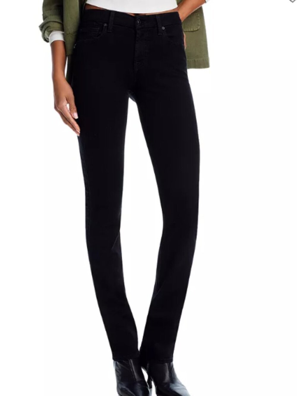 7 for All Mankind Kimmie Straight Black Jeans Size 27 Mid Rise Stretch